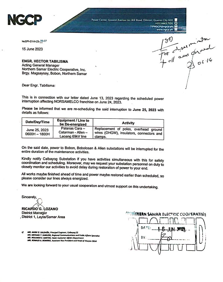 NGCP POWER INTERRUPTION