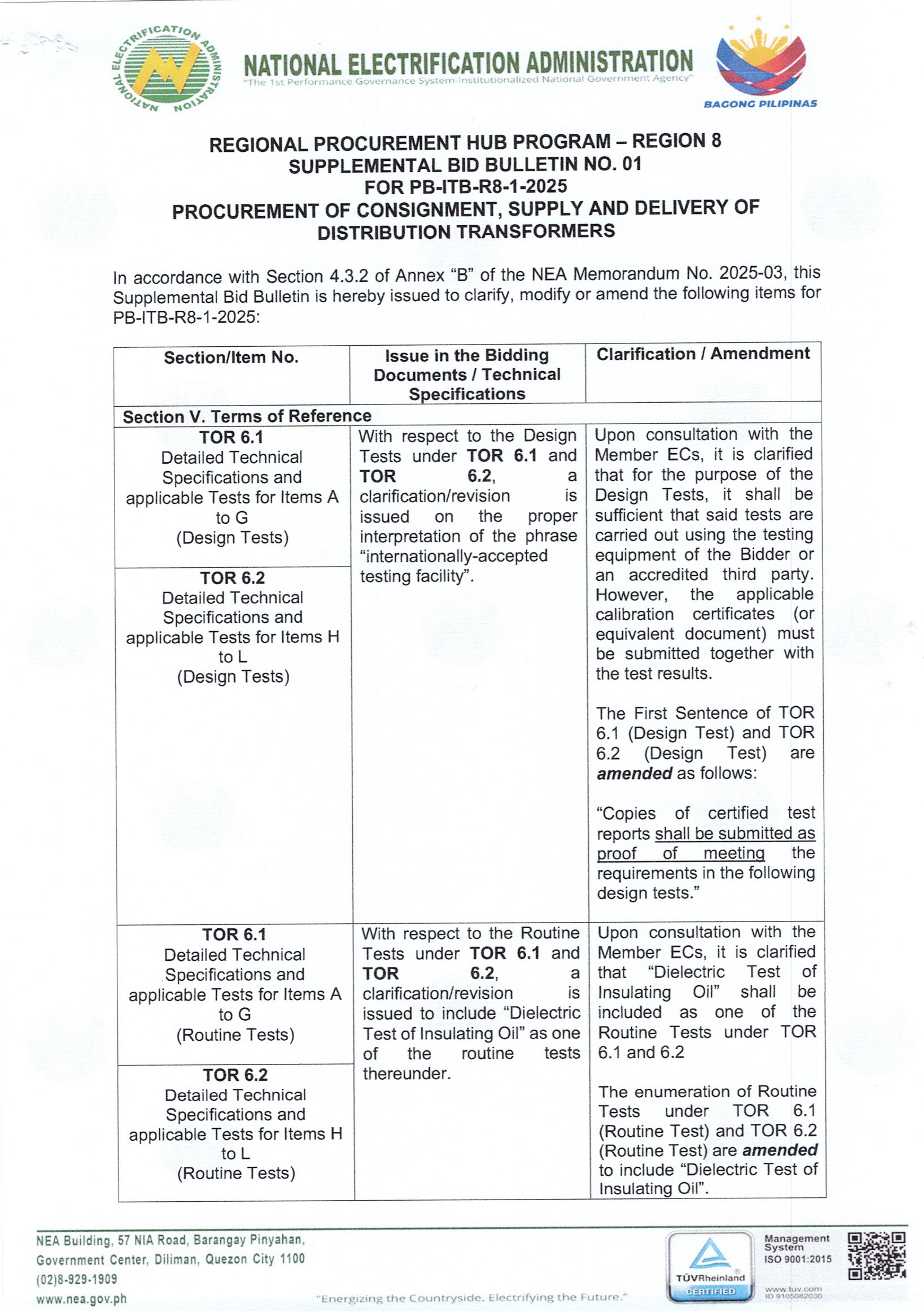 SUPPLEMENTAL BID BULLETIN 