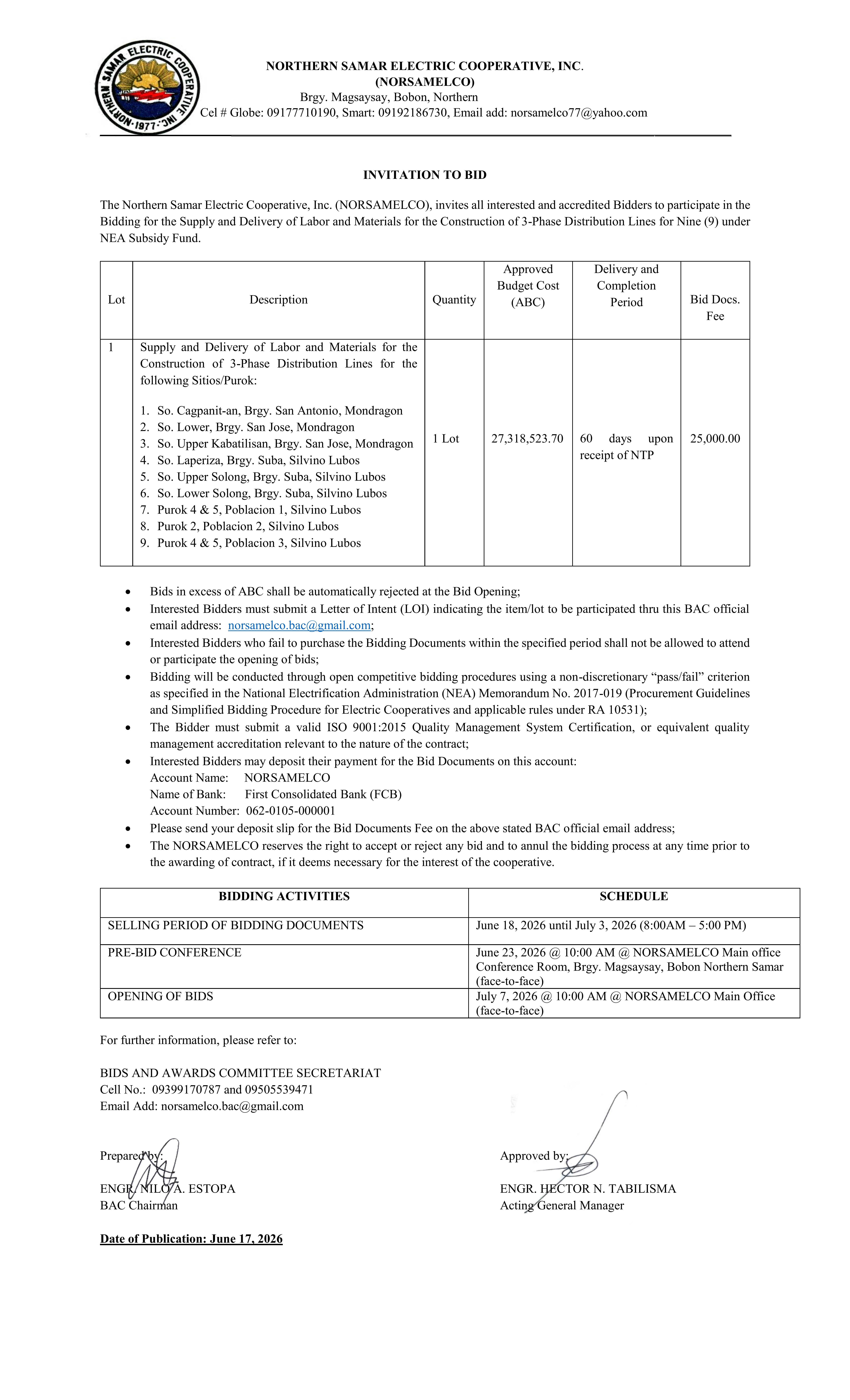 INVITATION TO BID